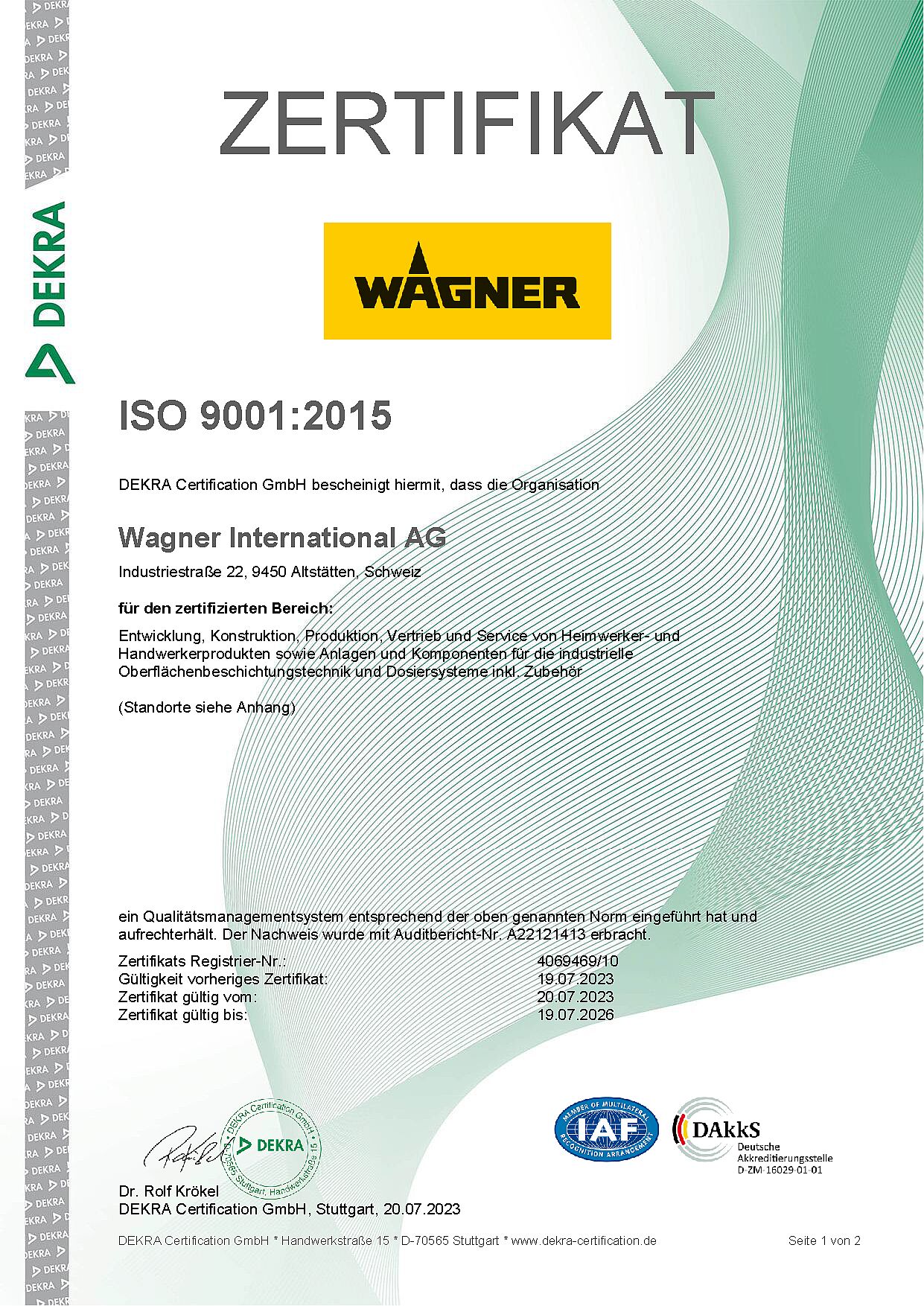 ISO 9001 2015 Zertifikat Seite 1
